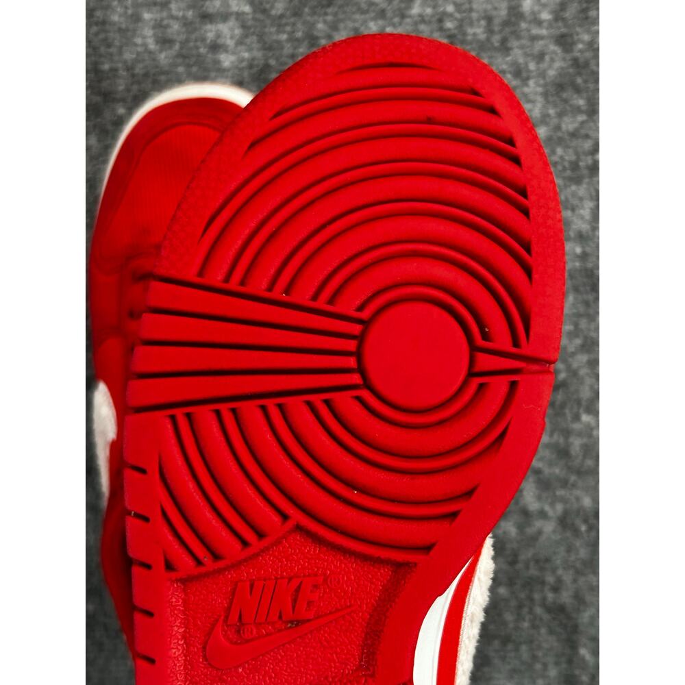 Nike Dunk Low GS Valentine's Day 2024 Fire Red Fuzzy Swoosh Youth 6Y 7W - Picture 10 of 12